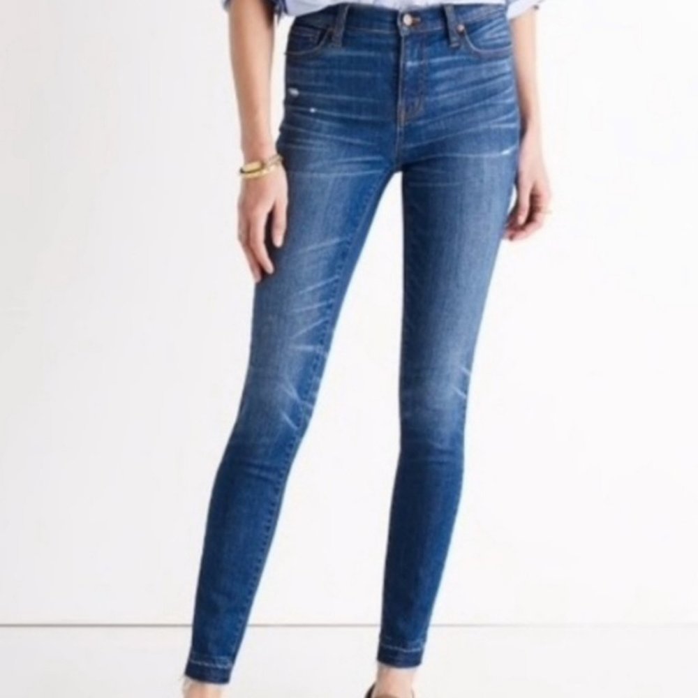 Madewell 9" High Riser Skinny Skinny Distressed Medium Wash Jeans Size 26